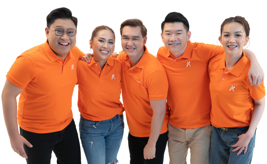 Ascendra team members in orange polos